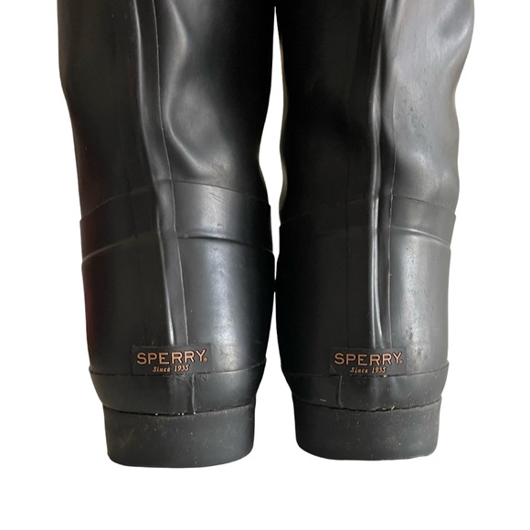 Sperry Top Sider Walker Haze Tall Rubber Rain Riding Boots Black and Brown 8 - Picture 8 of 11